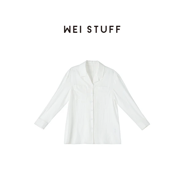 WEI STUFF 欧若风莱赛尔通勤翻领时尚百搭垂坠白衬衣 7180. S