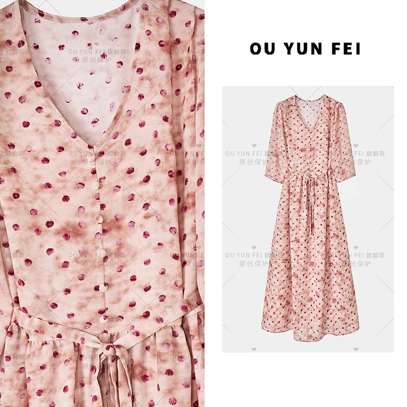 高级感连衣裙女新款夏季显瘦穿搭时尚洋气印花长裙AB1030