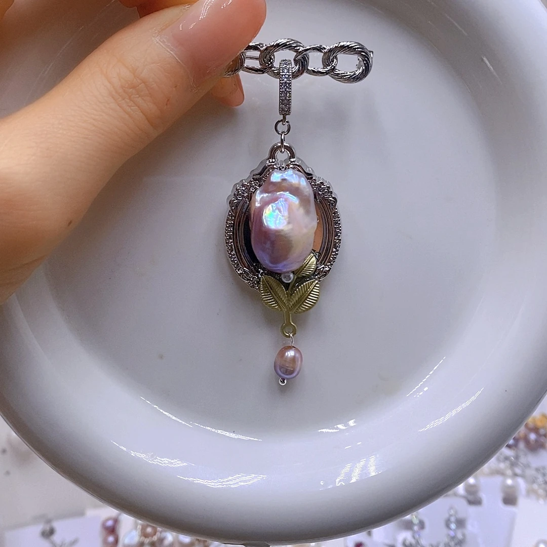 淡水珍珠耳饰银S925镶嵌