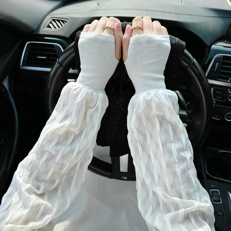 宽松防晒袖套女款爆款2025新款冰丝夏季薄款防紫外线骑行罗口冰袖