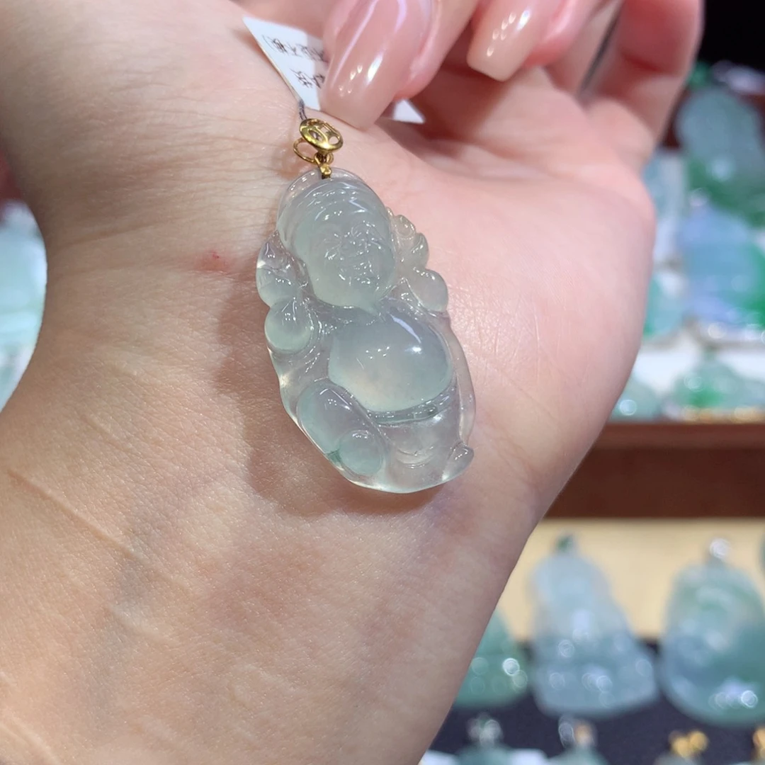 吊坠(不含链)18K金镶嵌翡翠