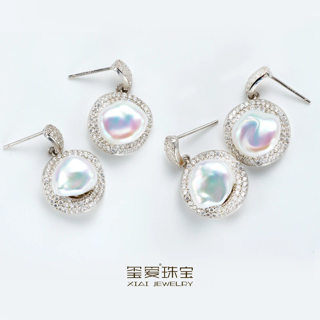 【玺爱门门】 MM-31321 淡水珍珠keshi设计耳钉9-11mm （多样性发一）