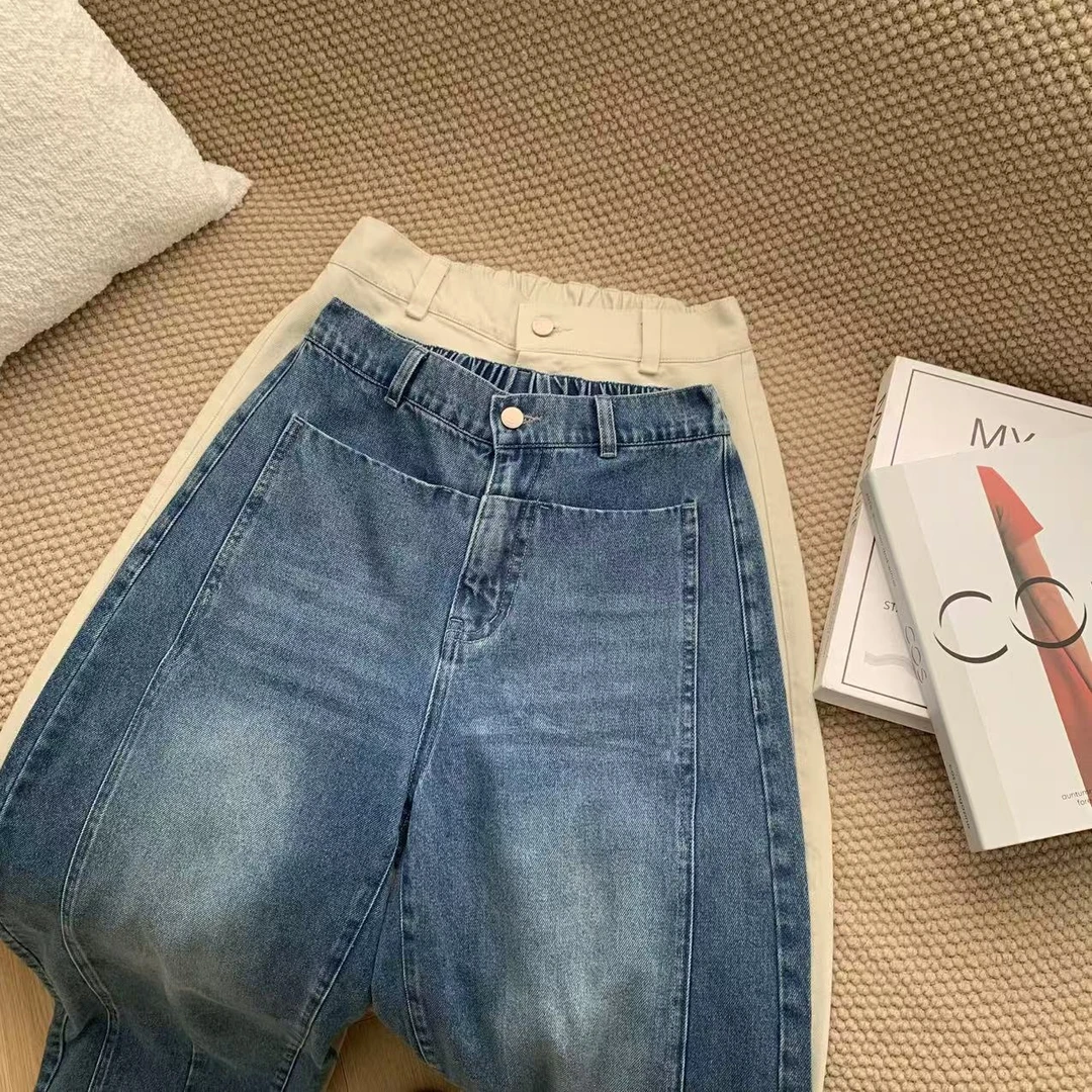 素心轻奢 2025春夏宽松休闲牛仔裤女老爹裤显瘦棉料牛仔裤13084