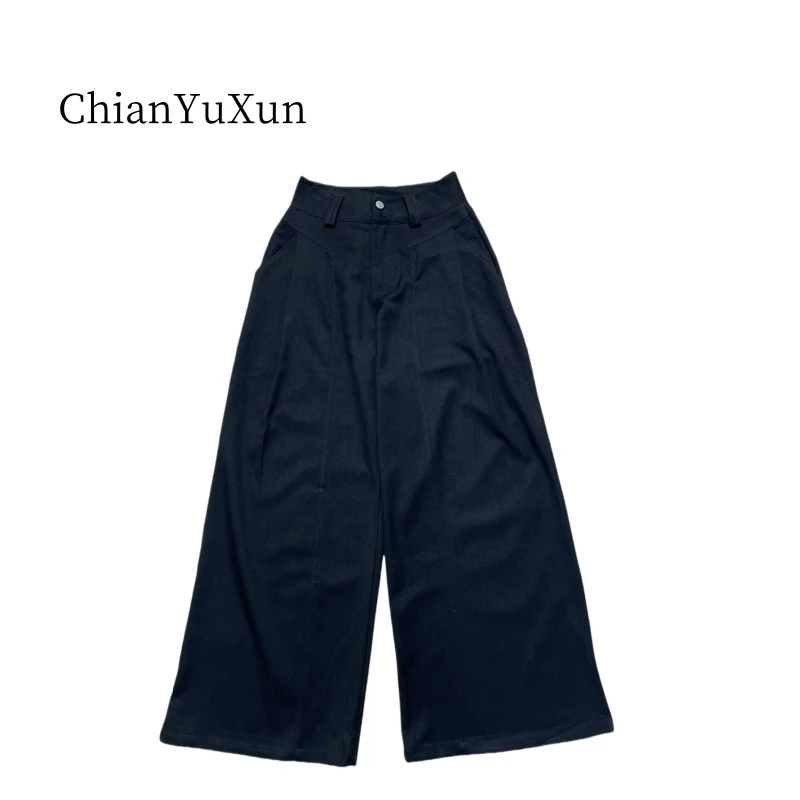 【千翼】韩版垂感高级感阔腿直筒工装休闲裤子女2025宽松慵懒风长裤