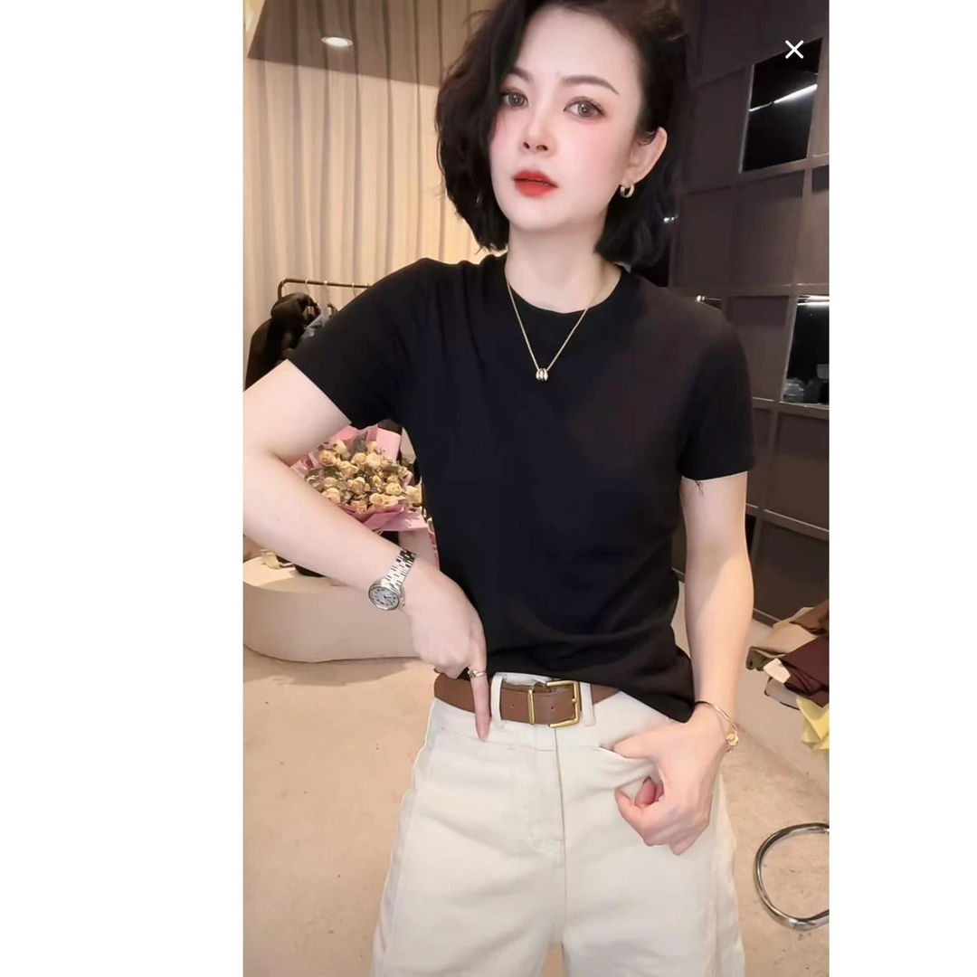 《姚家优麦汇》Y1172夏款低领设计感时尚百搭短袖显瘦上衣女