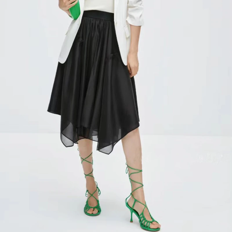 350828【依目系列】黑色不规则半身裙1I233227D