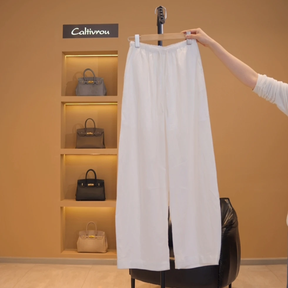 【菲儿】阔腿裤女松紧腰宽松直筒裤K16203