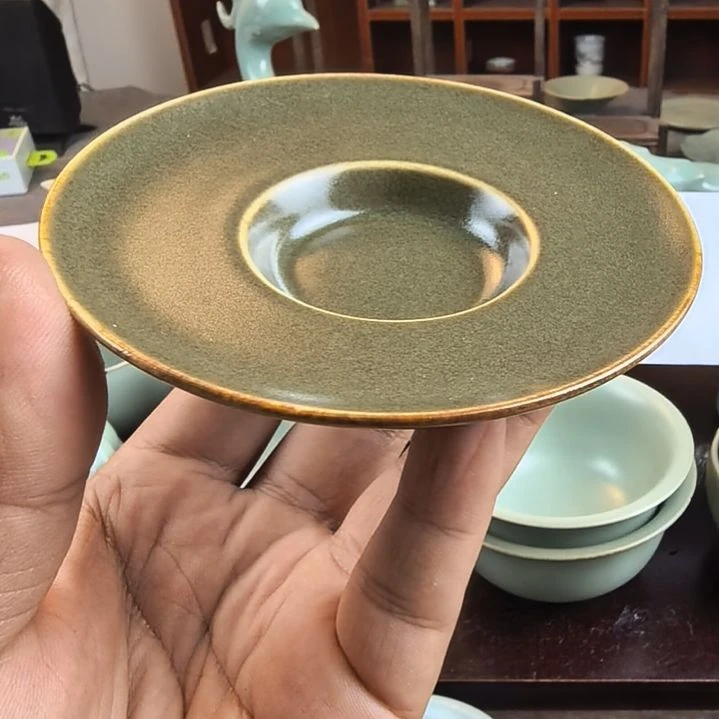 汝州原产地原矿仿古墨绿杯垫