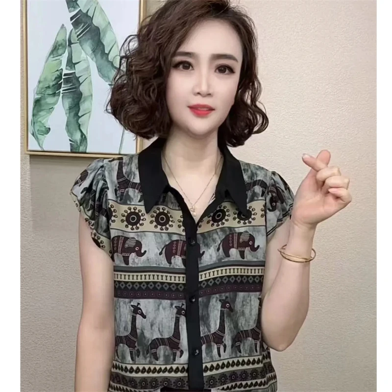 2025新款时尚洋气百搭减龄显瘦印花短袖女T恤上衣#