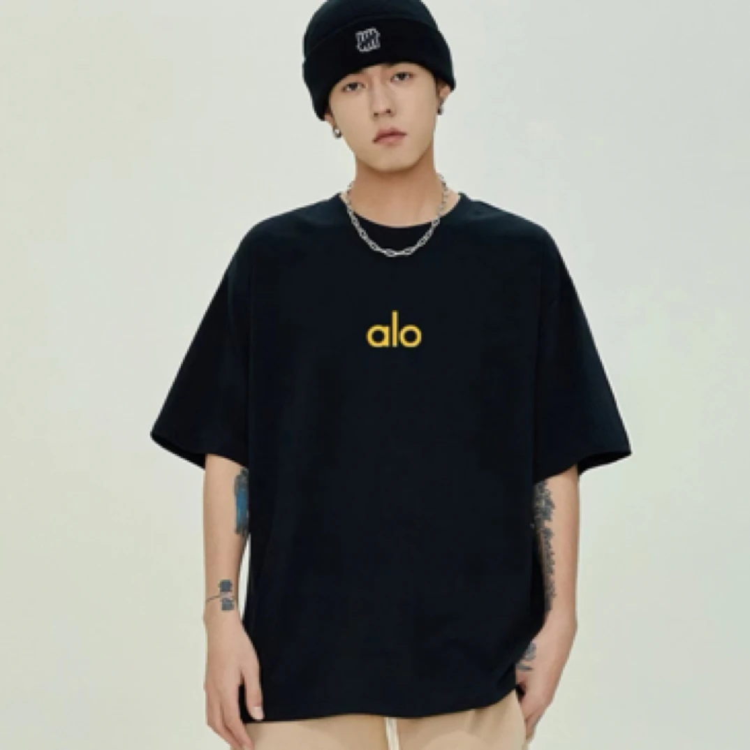 男女同款刺绣纯棉圆领短袖情侣简约百搭半袖T恤-AIO