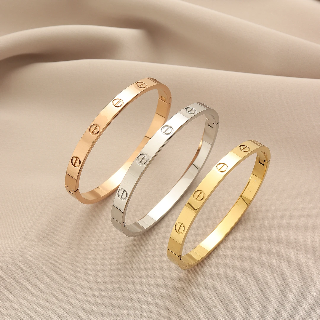 钛钢手镯 卡家轻奢经典款无莫桑手镯 椭圆百搭时尚洗澡免摘不掉色