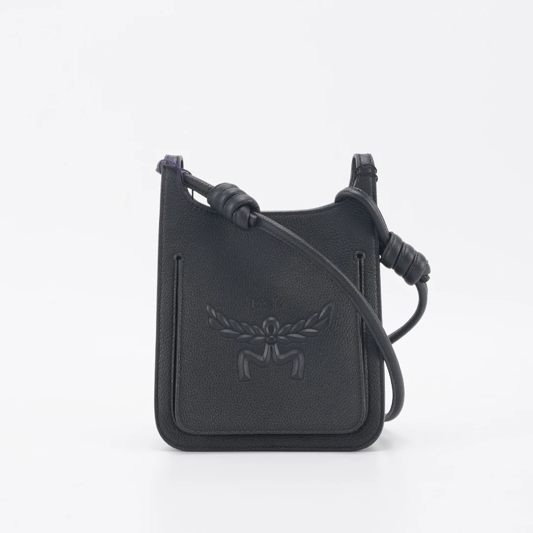 95新 MCM 【夏vv专属】 hobo 黑色 皮革 斜挎包