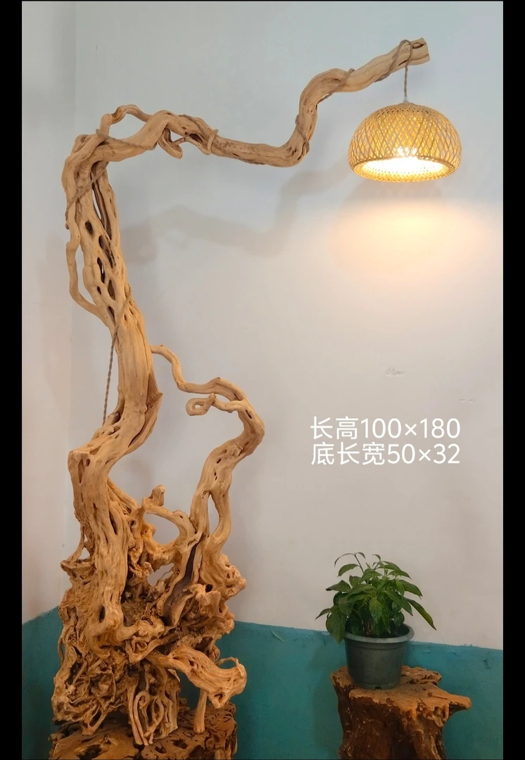 风化枯木摆件# 杜鹃根艺灯# 蝈蝈鸟笼挂架树根雕玄关客厅软装饰品