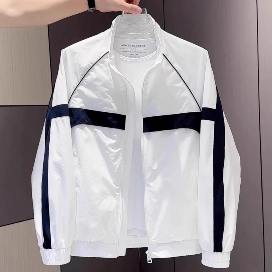 2025通勤小众潮牌春季拼色立领夹克时尚百搭休闲防晒上衣帅气男外
