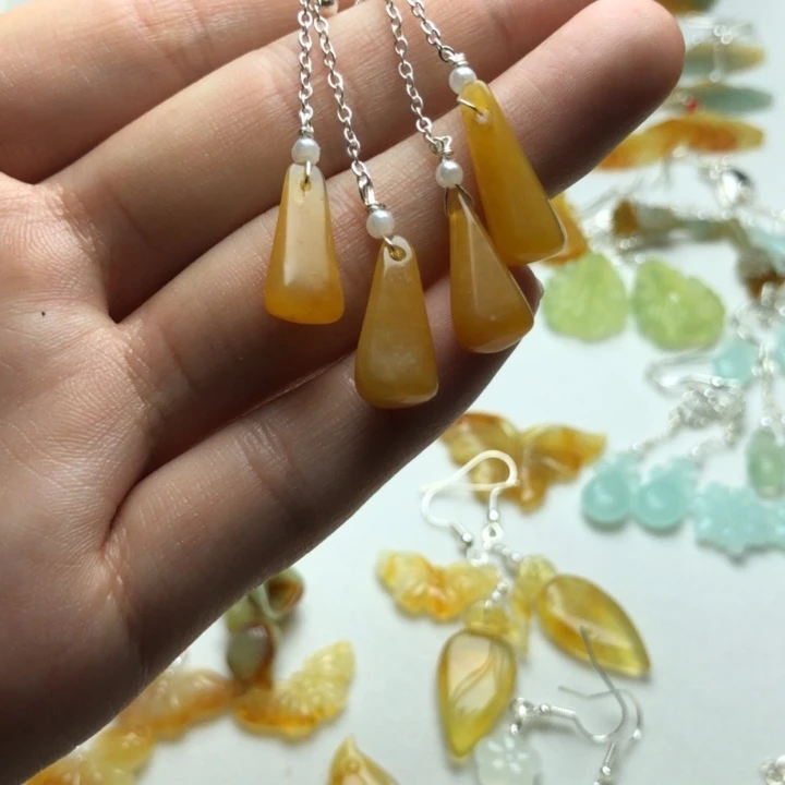 蛇纹石玉耳饰合金汐*血