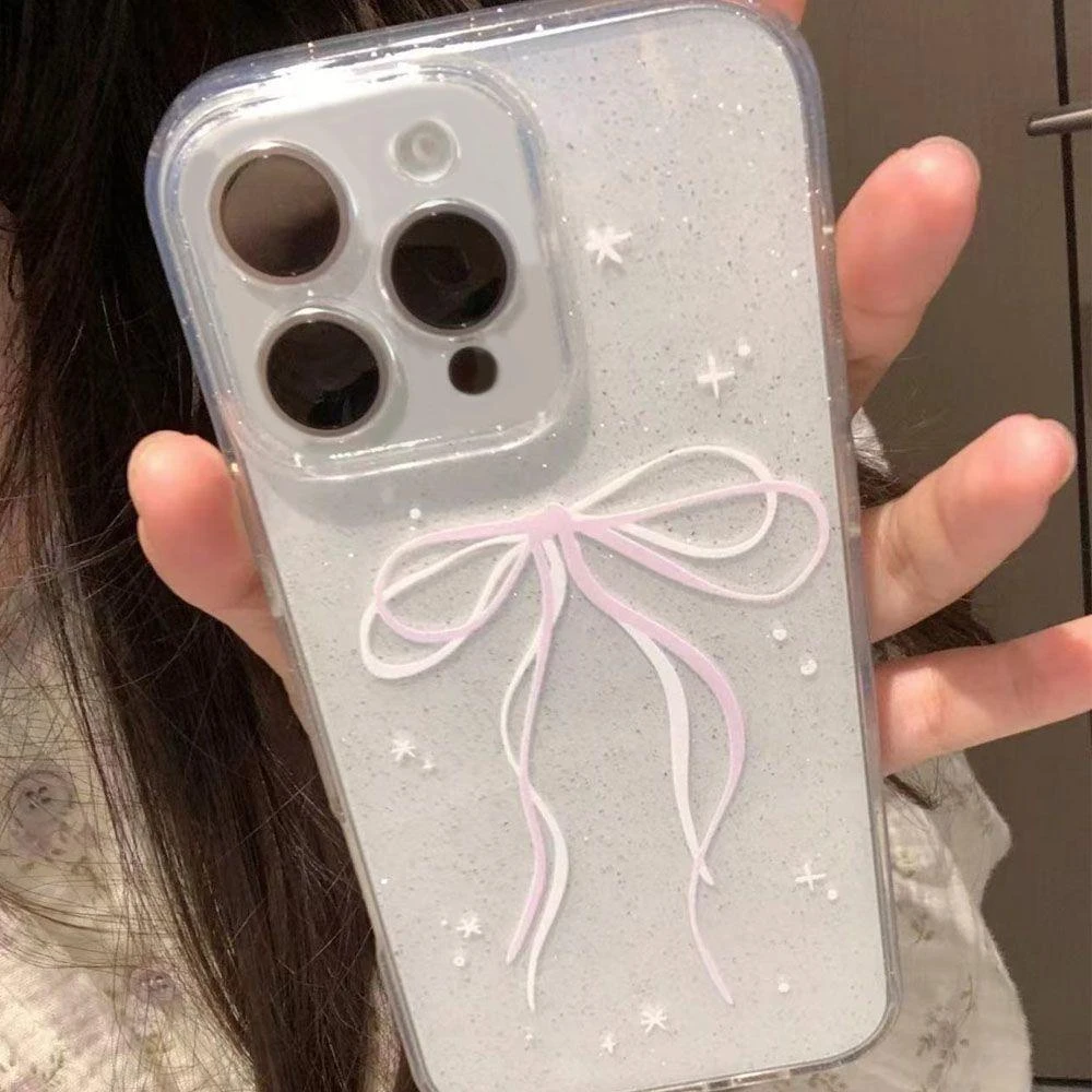 BANCA粉丝带蝴蝶结适用iPhone16/15/14pro透明12闪粉苹果13手机