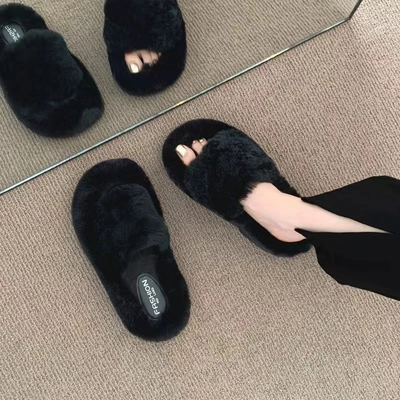 秋冬法式拖鞋女新款配裙子仙女风毛毛拖鞋毛拖A2168-1