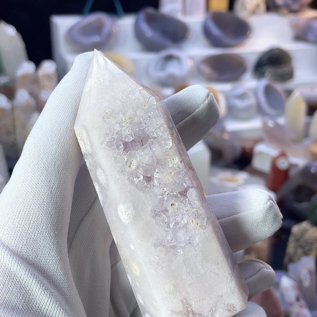 水晶紫粉晶未镶嵌圆***子