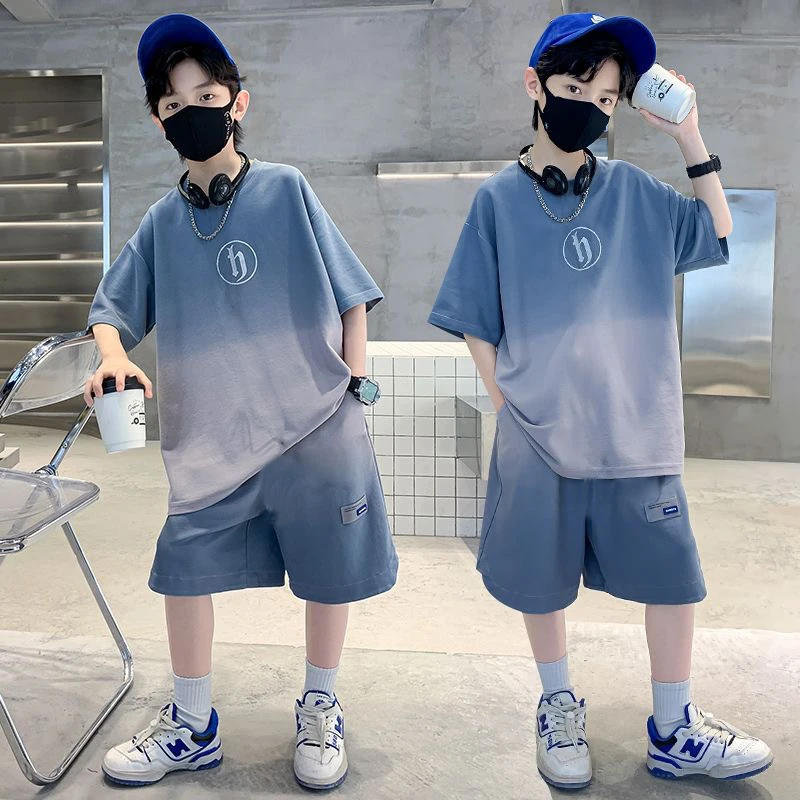 儿童运动帅气炸街潮童装男童夏装套装新款洋气男孩中大童夏季短袖
