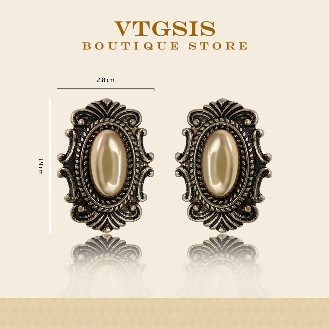 VTGSIS 合金耳饰 21404椭圆耳夹耳饰时尚轻奢气质法式【直播同价】