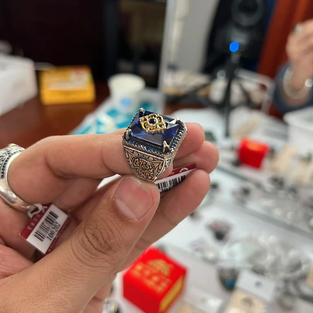 925银莫桑石戒指 爱敏纯银首饰戒指