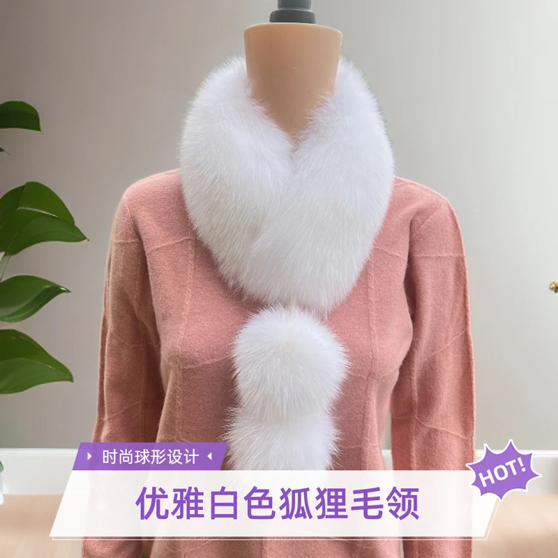 狐狸毛秋冬韩版围巾毛皮草女休闲风极简风围脖少女风披肩保暖