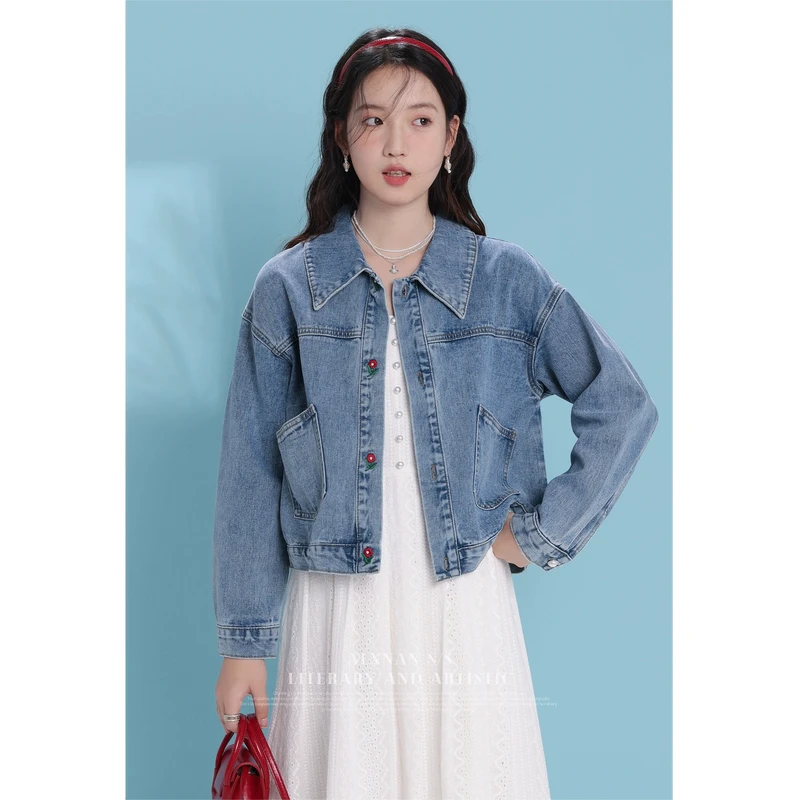 《珍妮弗日记》气质休闲牛仔外套秋季2024新款女设计感上衣