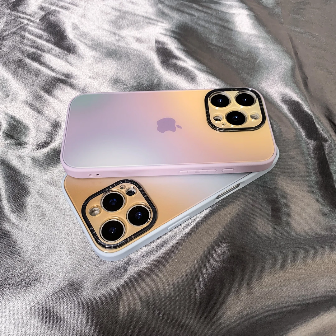 渐变晕染适用苹果16promax手机壳iPhone15全包14新款13小众时尚12