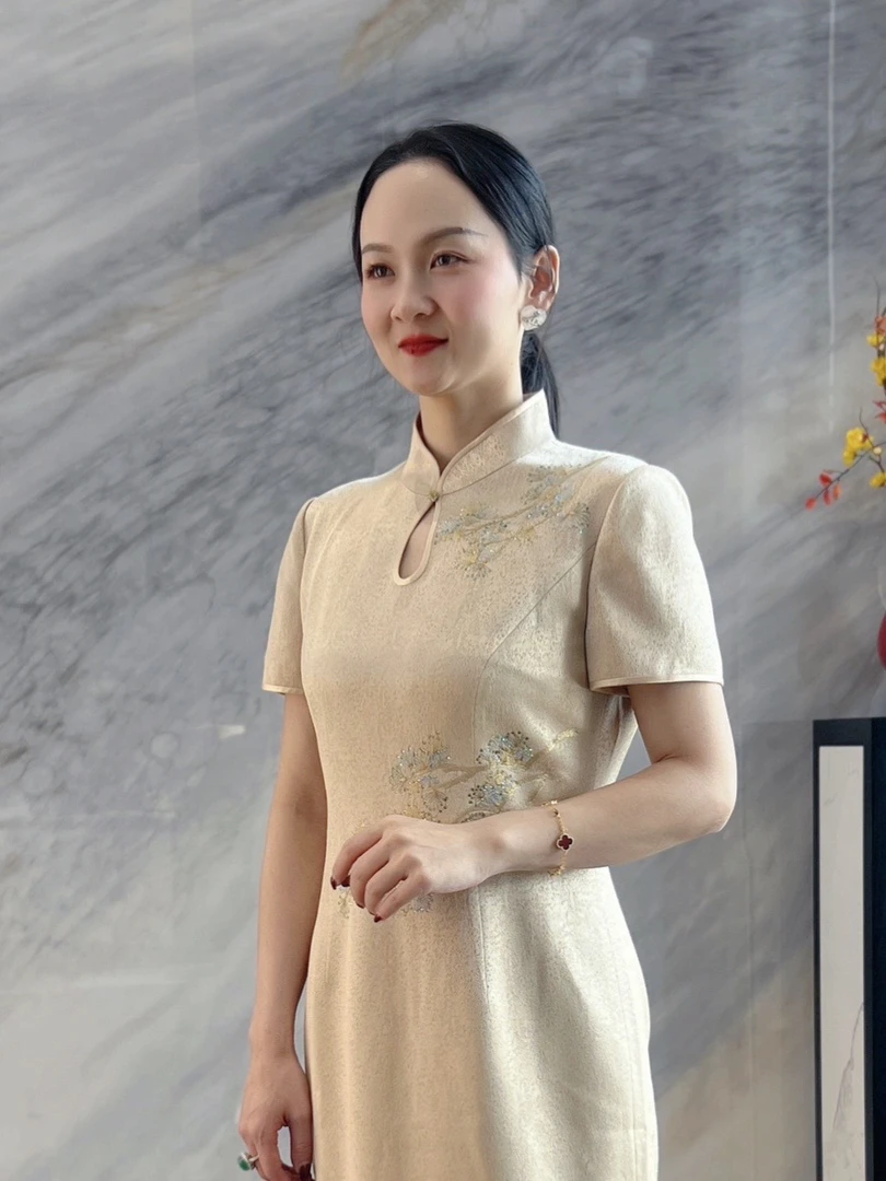 喜婆婆喜妈妈婚宴旗袍礼服裙香槟高端气质敬酒服新中式