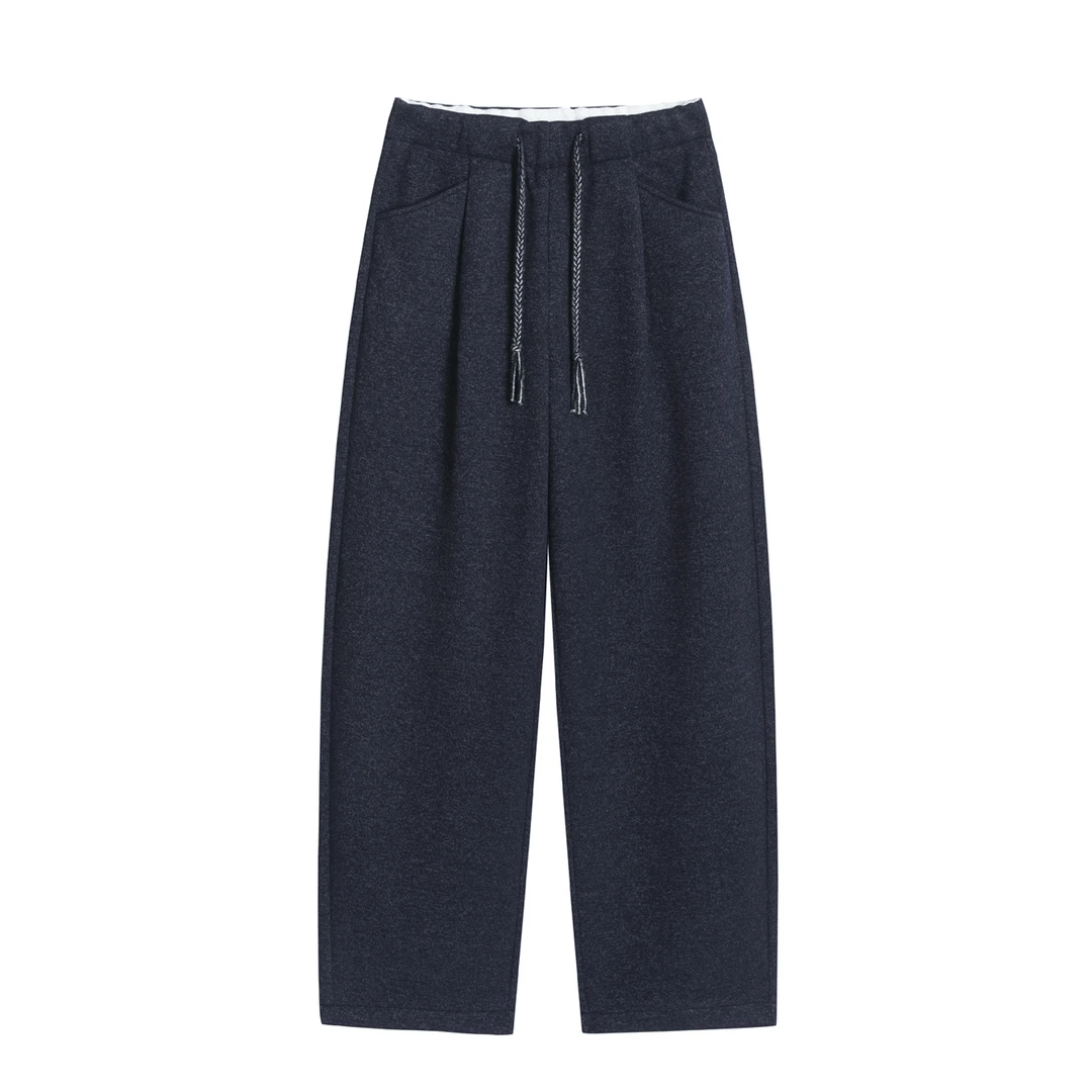 【秋冬加绒】醋酸绵羊毛裤女慵懒风弯刀裤休闲裤直筒秋冬季