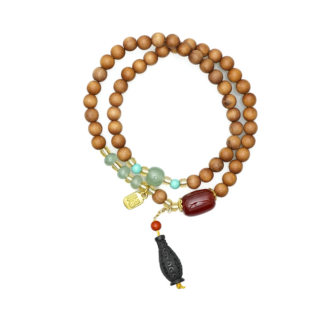 精品手串-老山檀香木双圈木串-不带礼盒