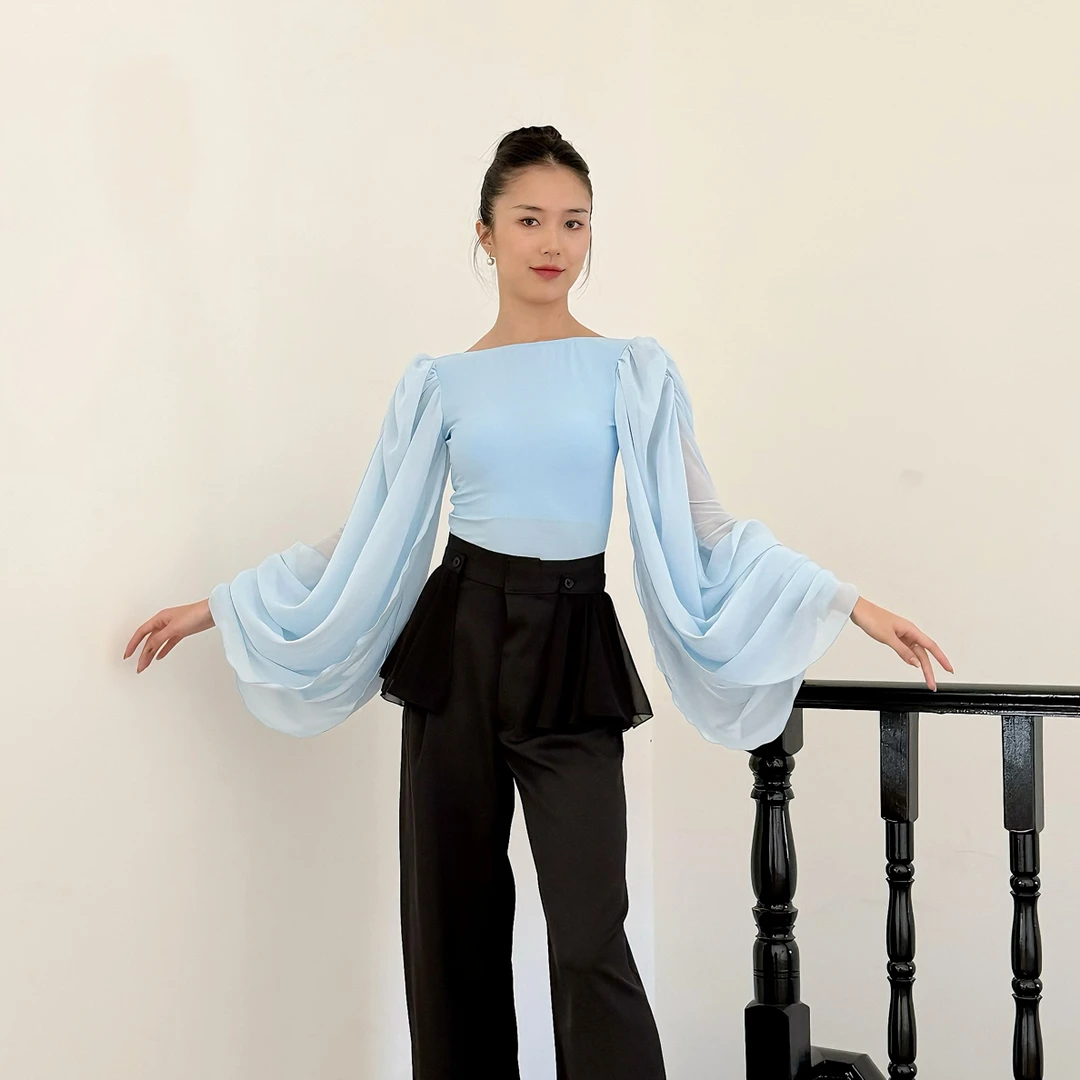 DMDANCEWEAR高级定制｜甜美少女高级优雅飘纱上衣高档
