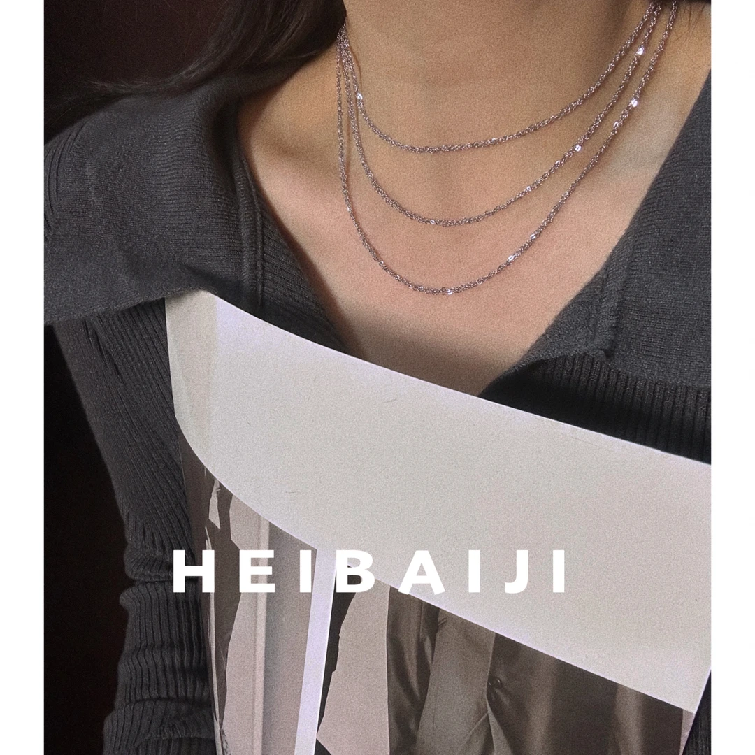 坠链均925银 新品原创手工编织通体纯银电白金多戴120cm长款项链