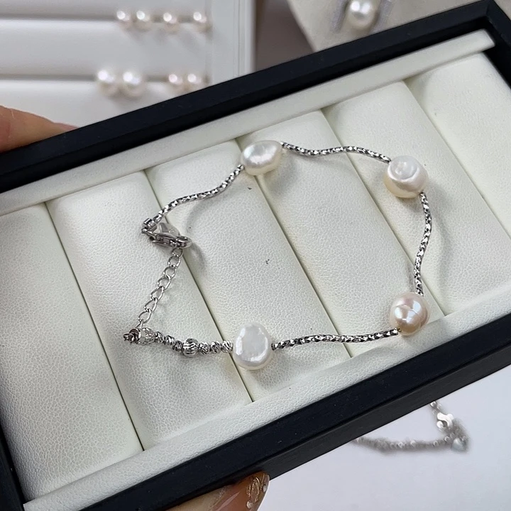 淡水珍珠银S925镶嵌手绳