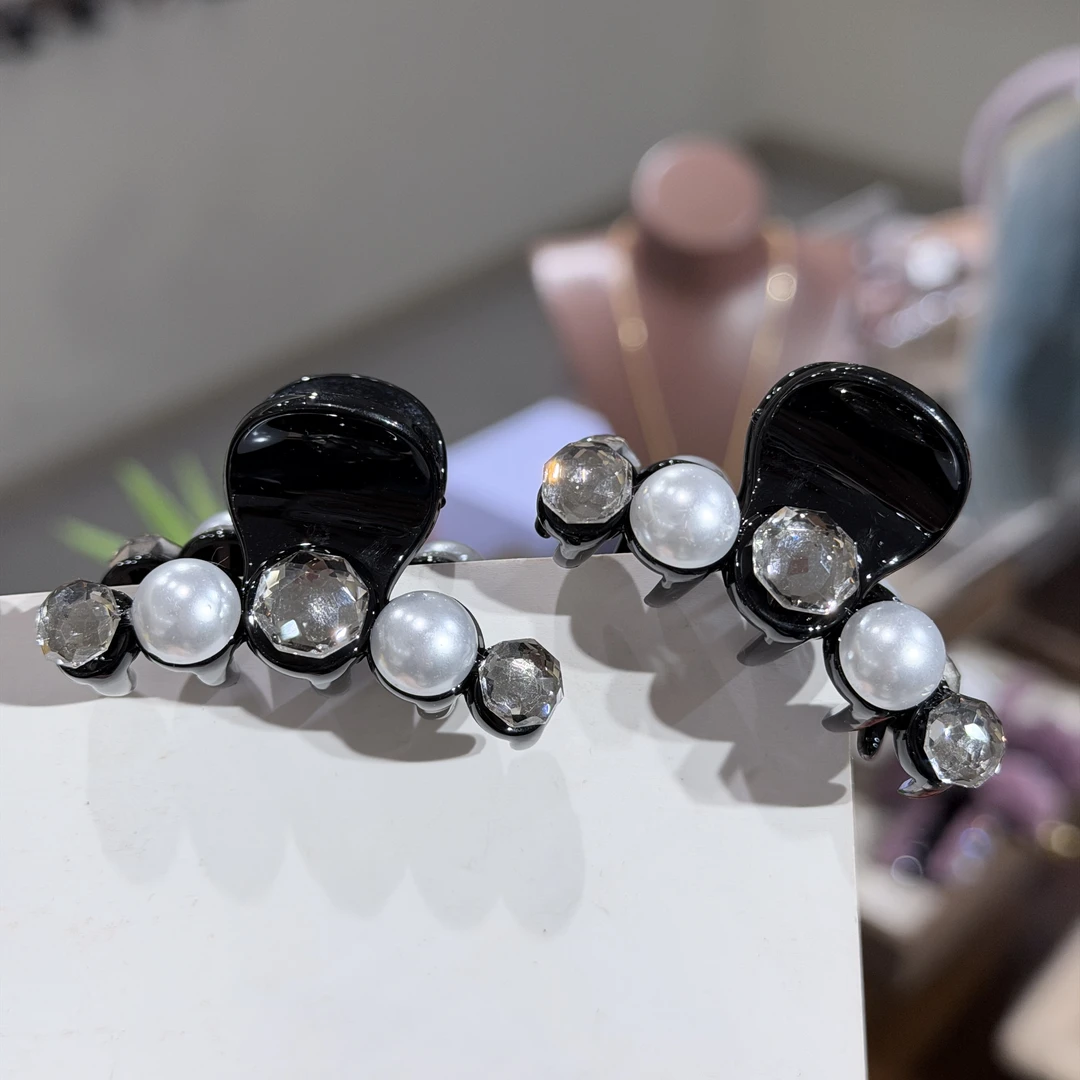 韩系新款精致珍珠满钻时尚四公分抓夹WM-1274（对）