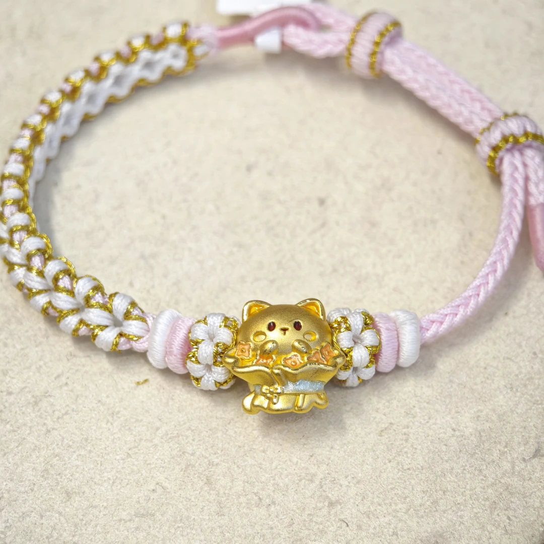 足金999小猫集合转运珠时尚可爱小众轻奢送朋友送女友礼物