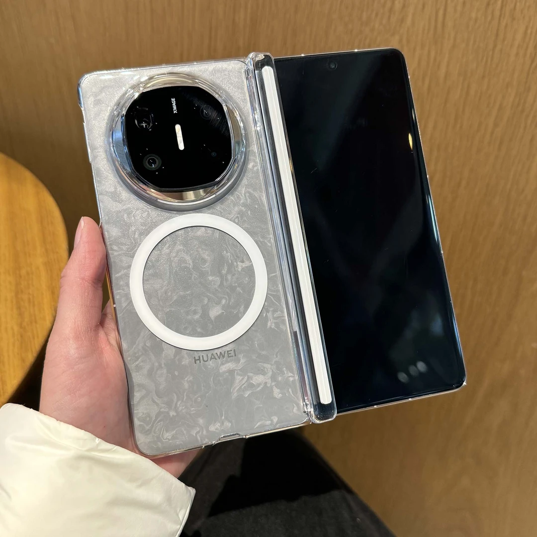 适用华为Matex5折叠屏高清透明中轴保护壳Matex6自带磁吸无线充