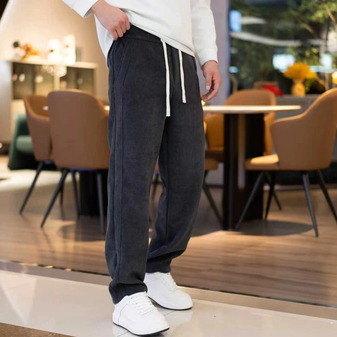 1520/2025秋冬新款垂感显瘦直筒裤男裤复古灰色宽松休闲运动长裤