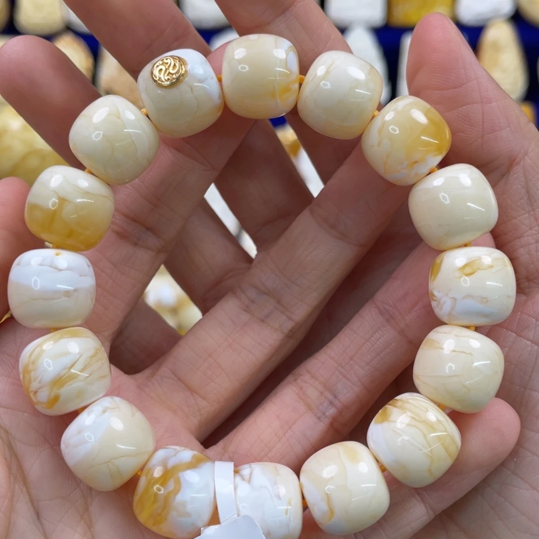 蜜蜡裸石未镶嵌琥珀蜜蜡手串卡14mm
