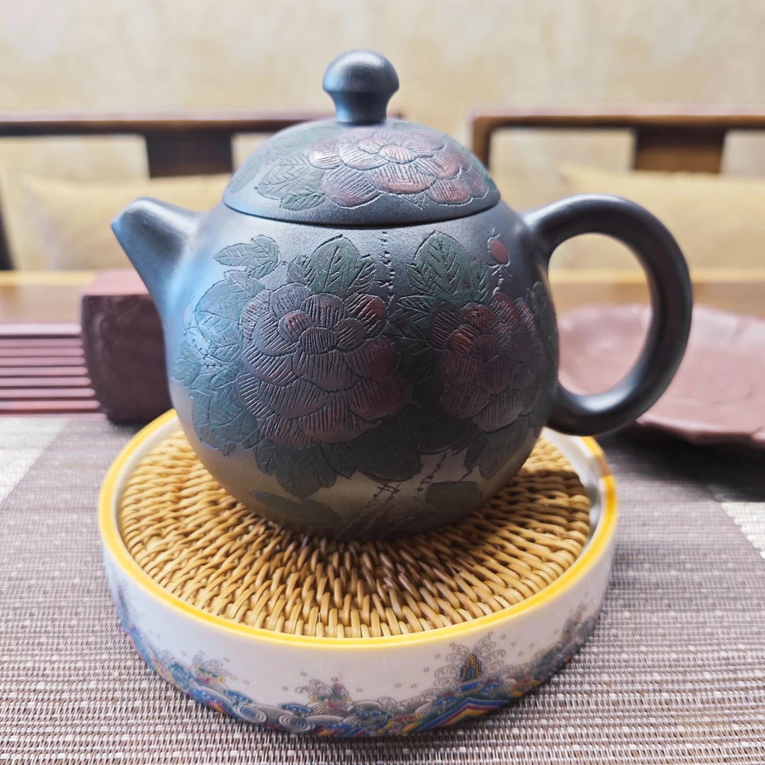 DT757大品牡丹龙蛋家藏紫罗兰全手工紫砂壶