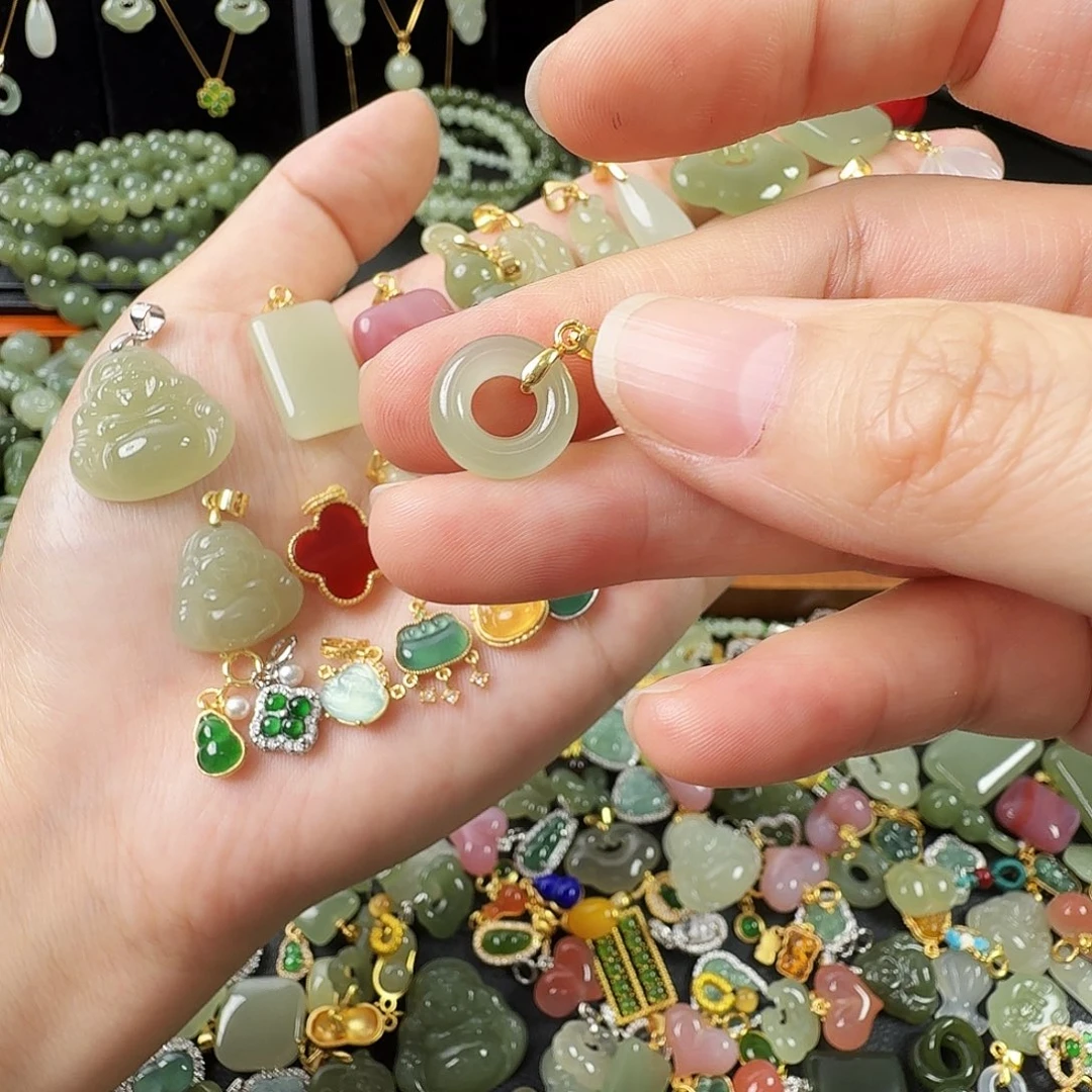 和田玉银S925镶嵌颈饰