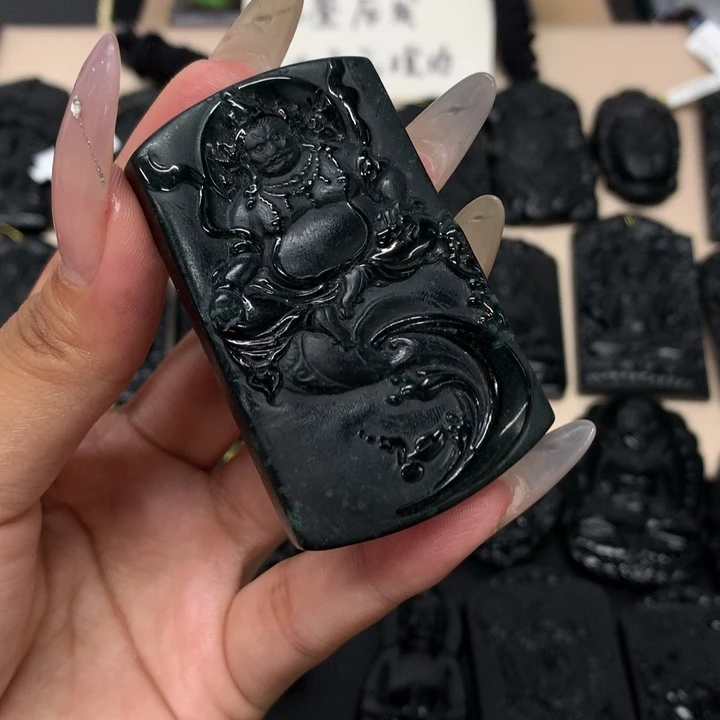 吊坠(不含链)未镶嵌翡翠天然a货钢琴黑挂件