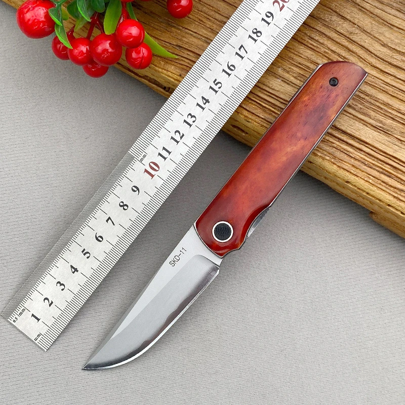 正品三合钢SKD户外折叠刀野外露营随身高硬度便携多功能锻打小刀