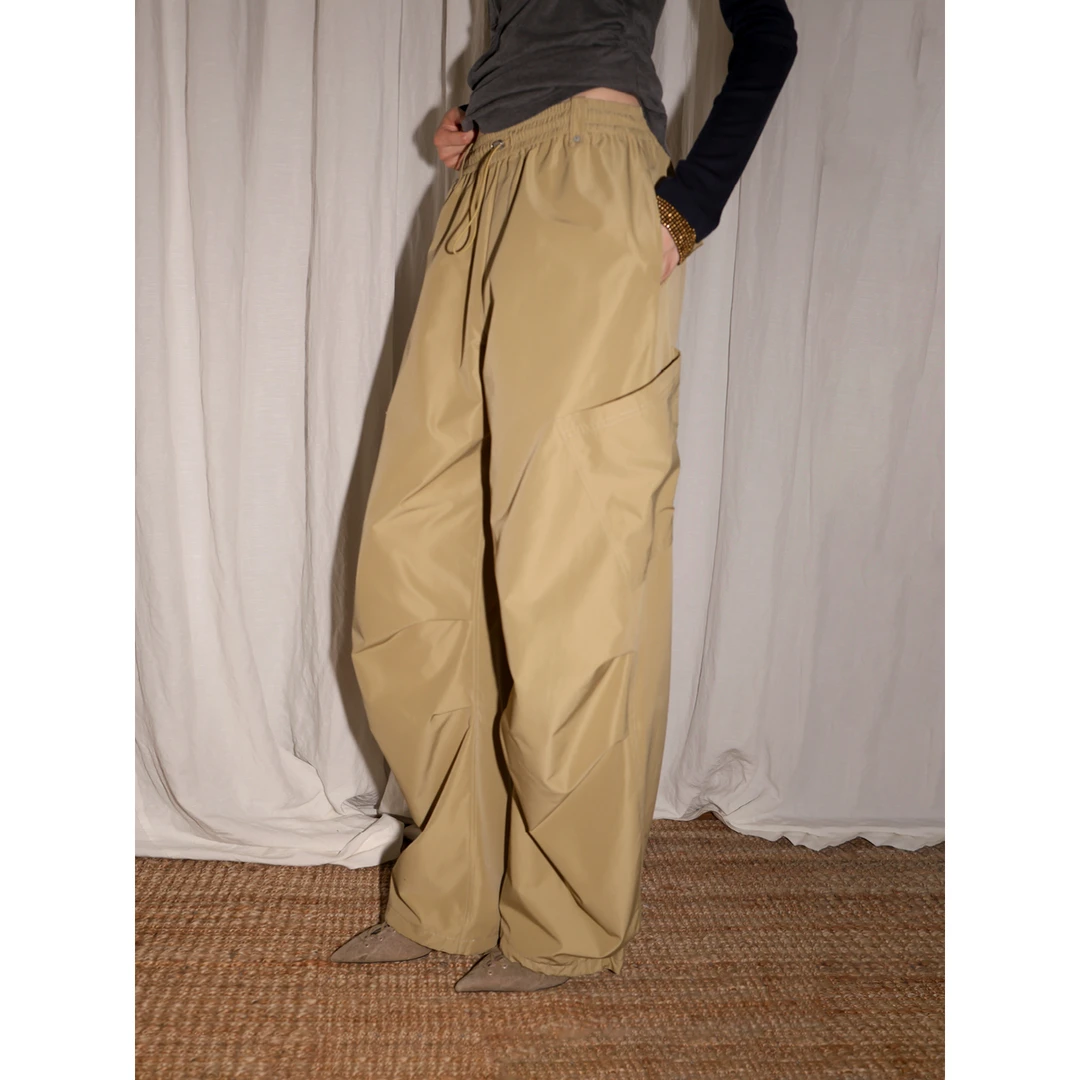 SUPERSCAPE素舶 新疆长绒棉索罗娜抽绳工装口袋阔腿裤