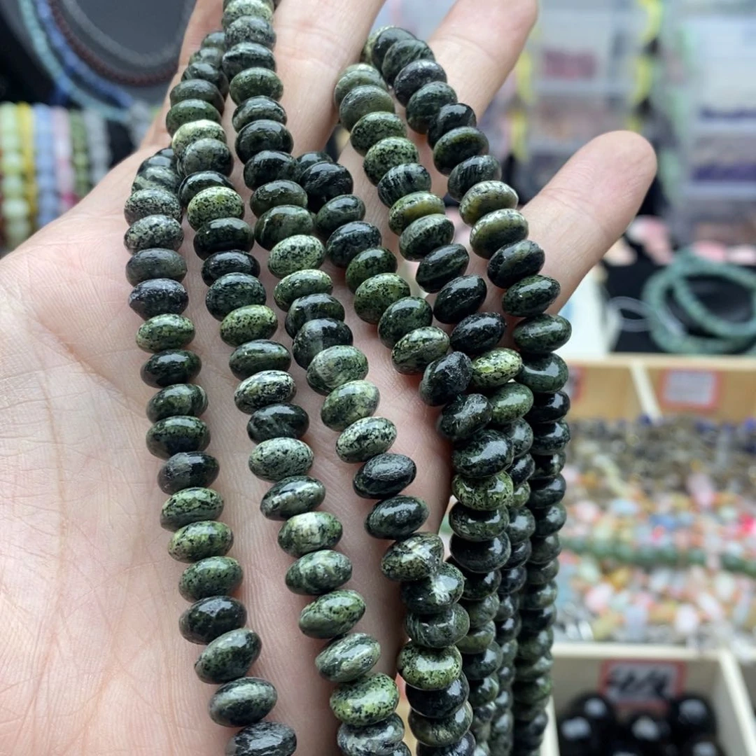 玛瑙/玉髓未镶嵌珠宝半成品一条天然8.3mm银线药王石算盘珠