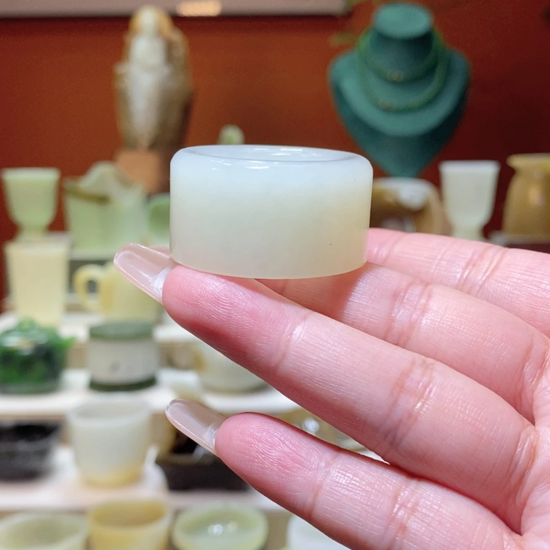 未镶嵌和田玉把件新疆和田玉白玉扳指23mm