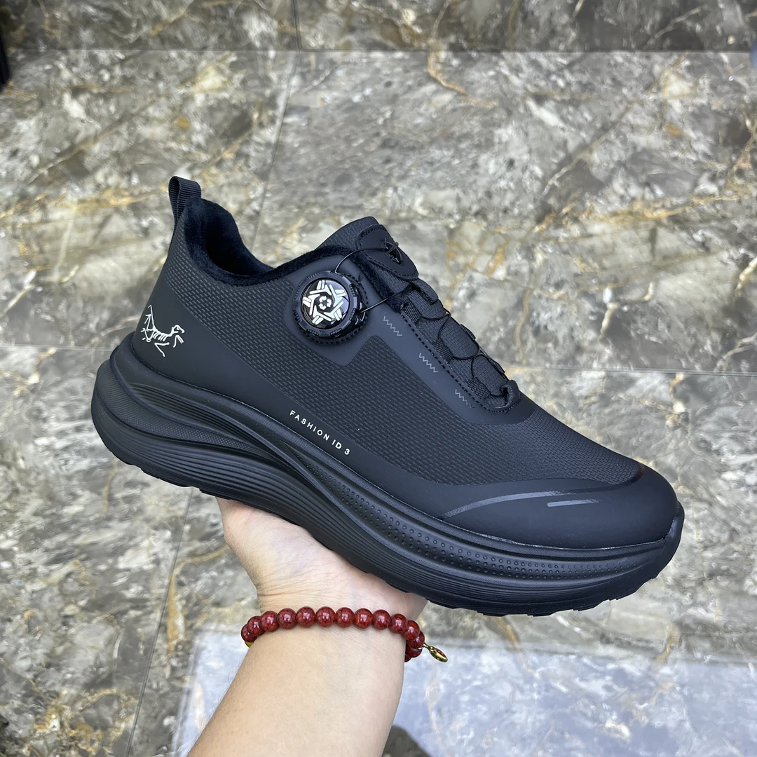 秋冬新款男鞋旋转纽扣单鞋棉鞋厚底黑色鞋百搭男士鞋户外休闲鞋子