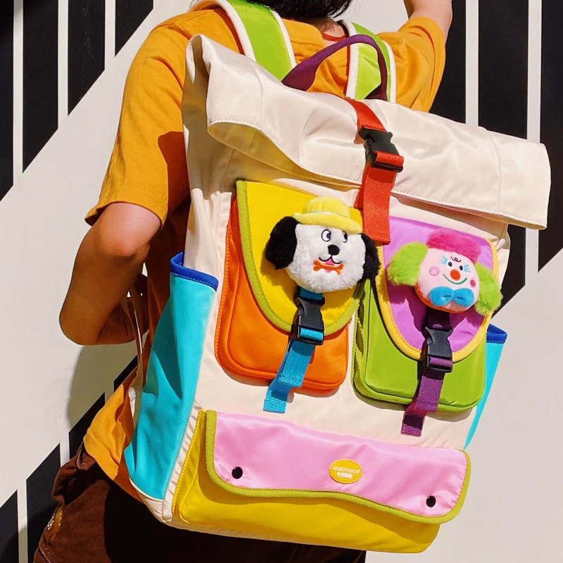 uodycoco原创撞色男女双肩包户外旅游背包休闲大容量通勤可爱书包
