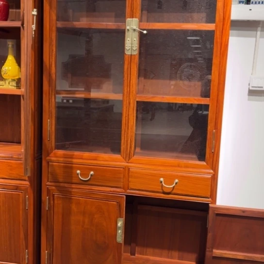 紫檀木类成套家具微***阳缅花书柜