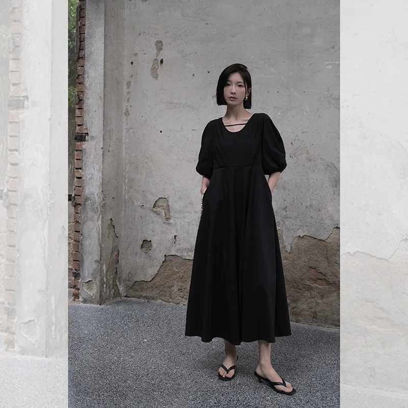 【松本*奈连衣裙】时尚日系大A摆长款连衣裙女QL231093